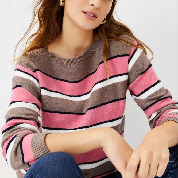 [RESERVED] NWT Ann Taylor Petite Striped Boatneck Sweater - XS Petite - Picture 2 of 2